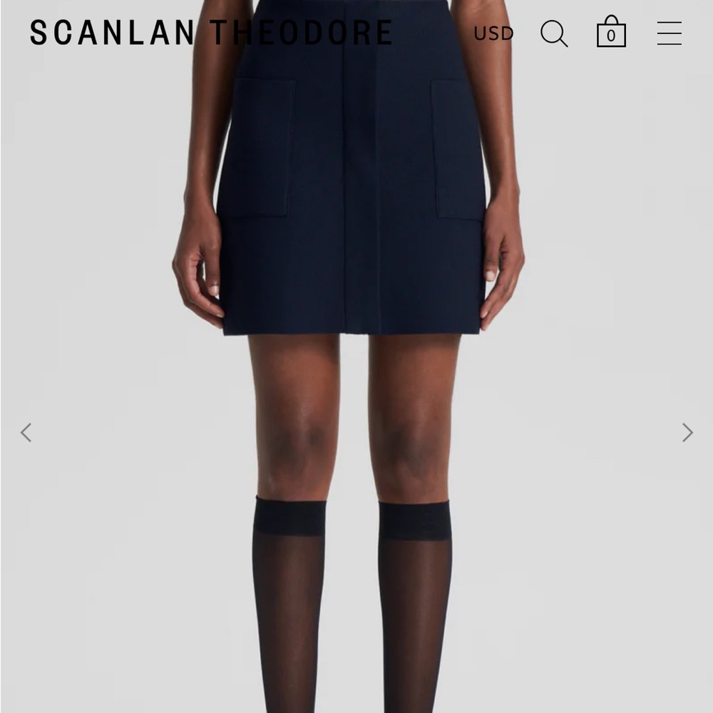 NWT [$400] Scanlan Theodore Classic Navy A-Line Skirt. size Small - Picture 3 of 9